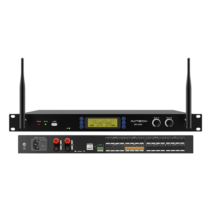 Amplificador 4CH DSP com microfone sem fio