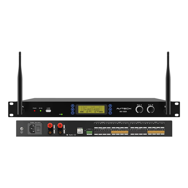 Amplificador 8CH DSP com microfone sem fio