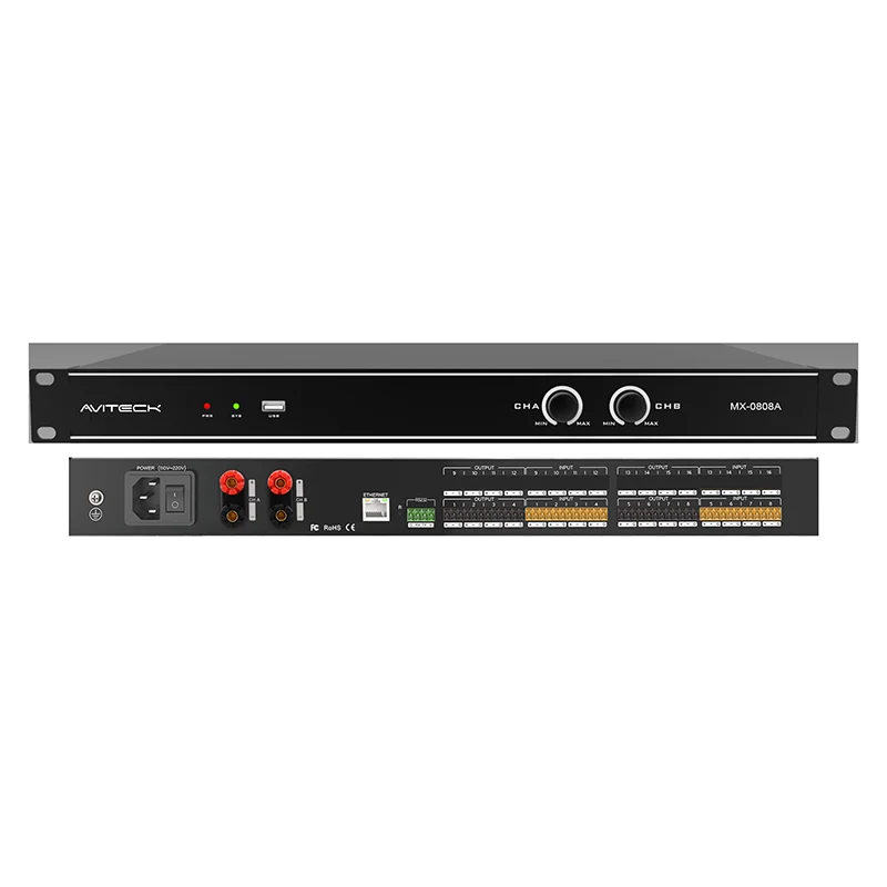 DSP 8CH com amplificador 2x150W